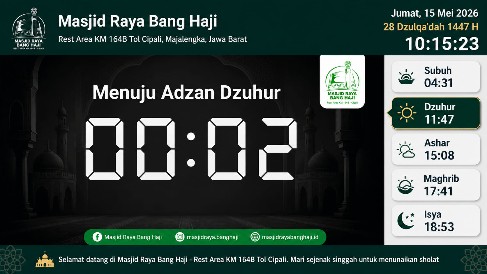 Tampilan Countdown Adzan SAJDA