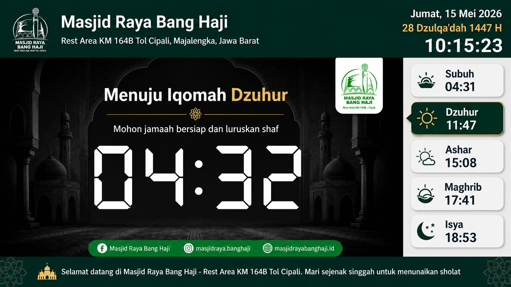 Tampilan Countdown Iqomah SAJDA
